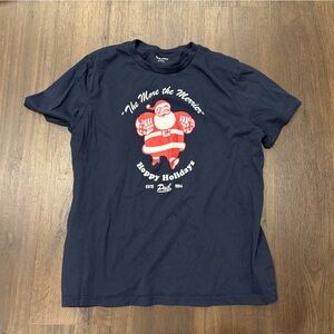 Navy Graphic T-Shirt with Red Christmas Design